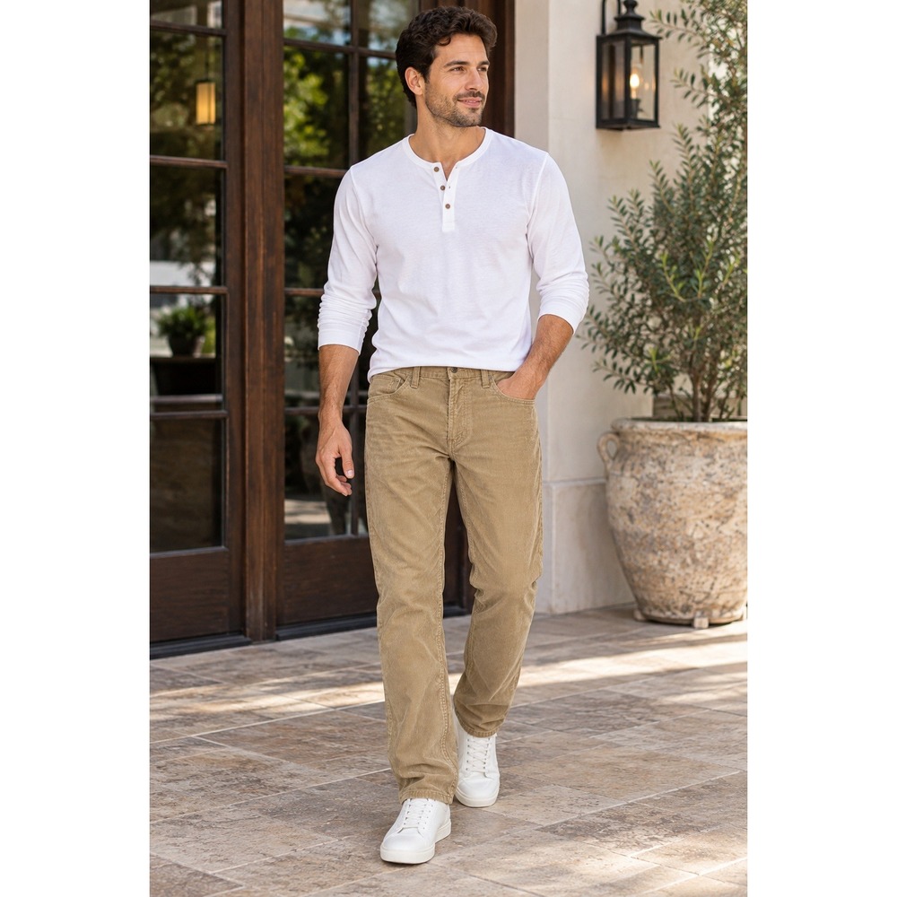 Levis Pants Mens 36x32 Tan Beige 502 Regular Taper Corduroy 5 Pocket Chinos
